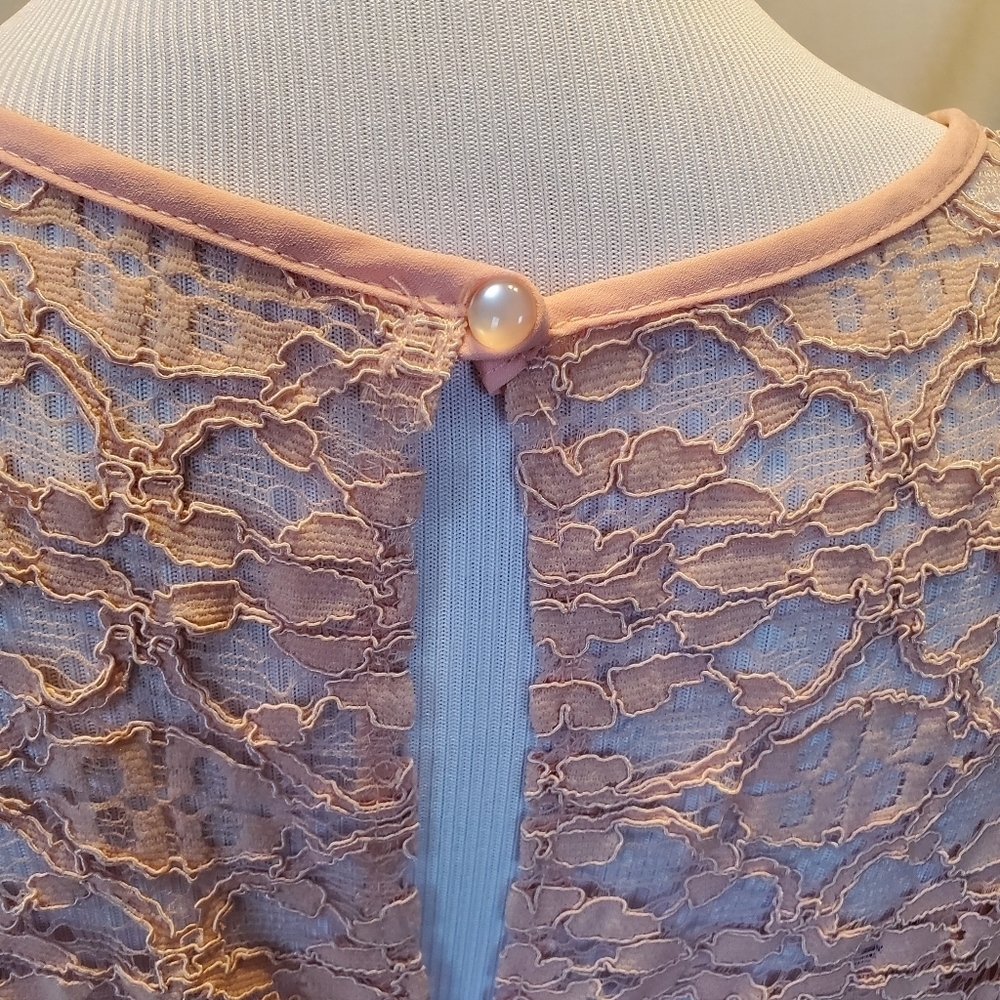 AUW Dress Bodycon Pink Sherbet Lace SZ 10 - Picture 5 of 9